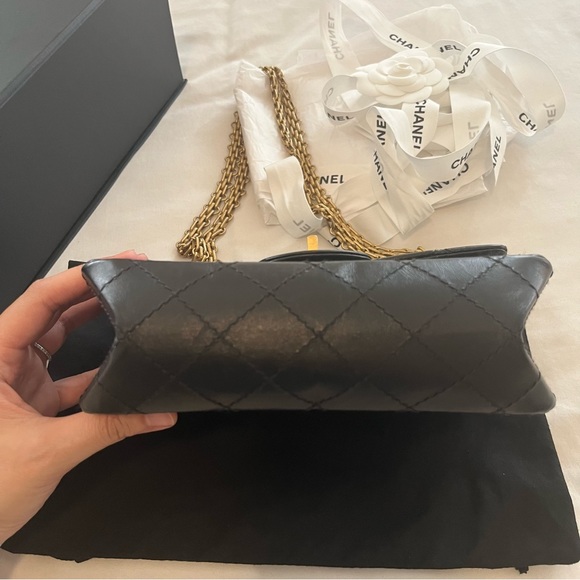 SOLD Authentic Chanel 2.55 Classic Mini Flap Bag Crossbody Aged Calfskin GHW - Picture 10 of 16